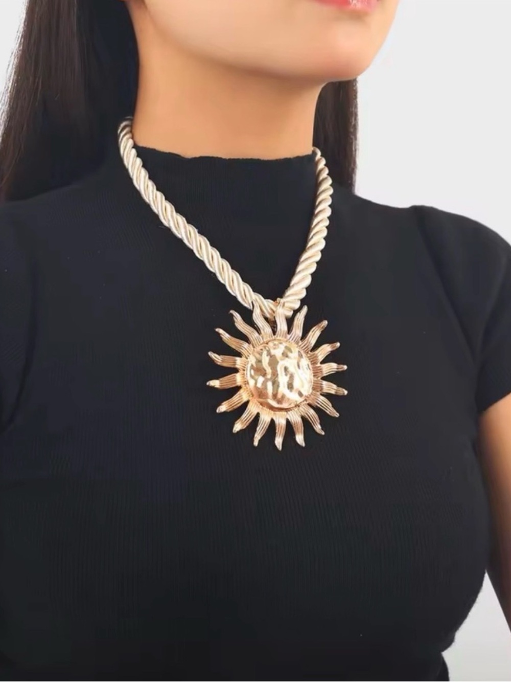 Zara Sun Cord Gold Necklace + Earrings Set - Picture 7 of 13
